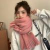 Long Tassel Winter Cashmere Scarves Plush Long Shawl Classic Winter Wool Scarf  Girl