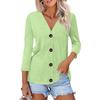 Women's Fashion Casual Print Button-down Shirt 3/4 Long Sleeve Tops