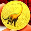 Dinosaur Animal Tyrannosaurus Rex Gold Plated Color Printing Commemorative Medal Creative Craft Gold Coin Velociraptor Children's Gift Coin