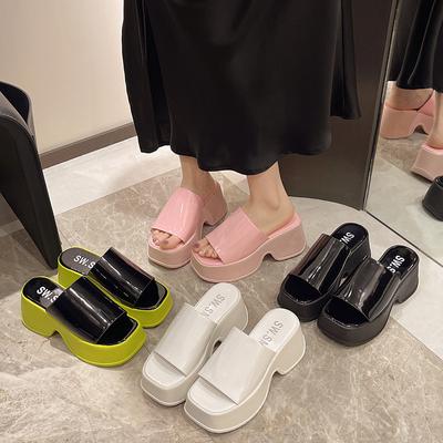 Туфли на толстом каблуке с покатым носком для женщин, летняя мода 2025 года, новые односложные туфли с открытым носком, увеличивающие рост, для женщин