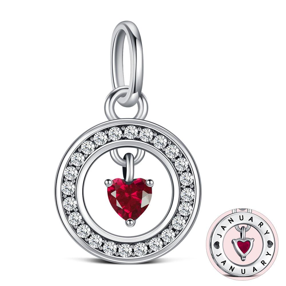 S925 Silver Lucky Month Birth stone Charm Fit Bracelets Diy For Women Pendant Colorful 12 Month Charm