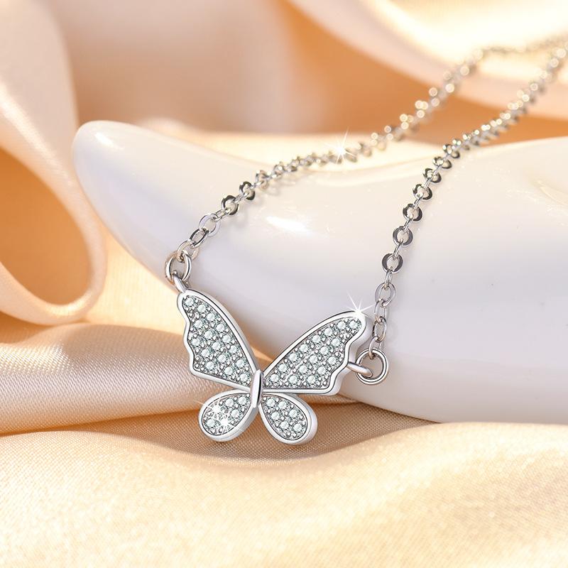 925 Sterling Silver Moon Necklace Pendant Zircon For Women Fashion Exquisite Student Girlfriend Jewelry Accessories Heart GiftGood product