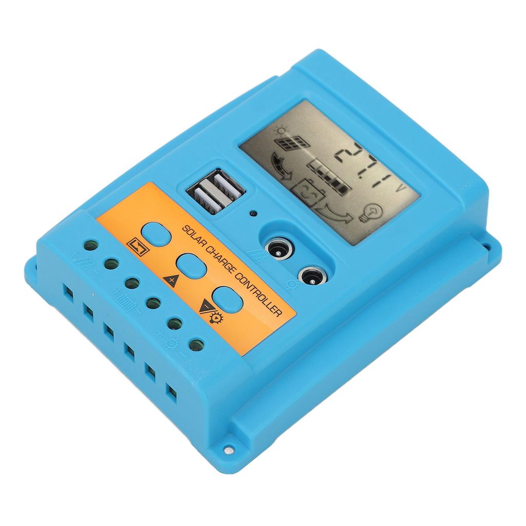 Solar Charge Controller 12V 24V Auto Identification 2 USB Port LCD Display High Efficiency for Sealed Battery 50A