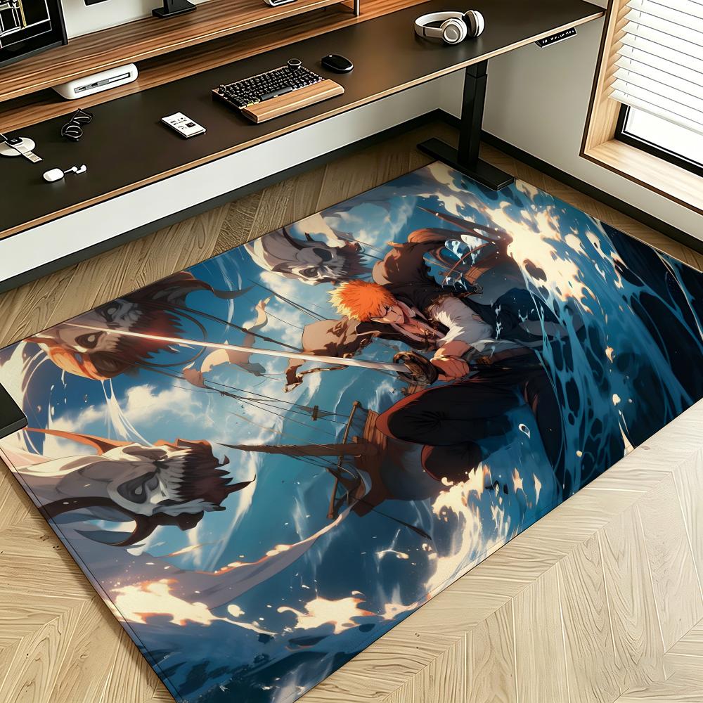 anime B-Bleach Floor Mat Soft Flannel Floor Mat Suitable for Entryways, Living Rooms, Bedrooms, and Bathrooms