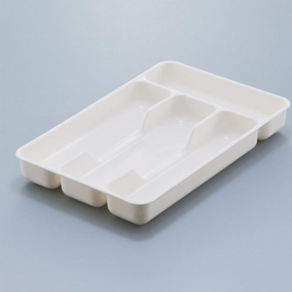 4 Compartments Cutlery Tray Kitchen Drawer Organizer Spoon Knife Fork Separation Plastic Storage Box Tableware Tray