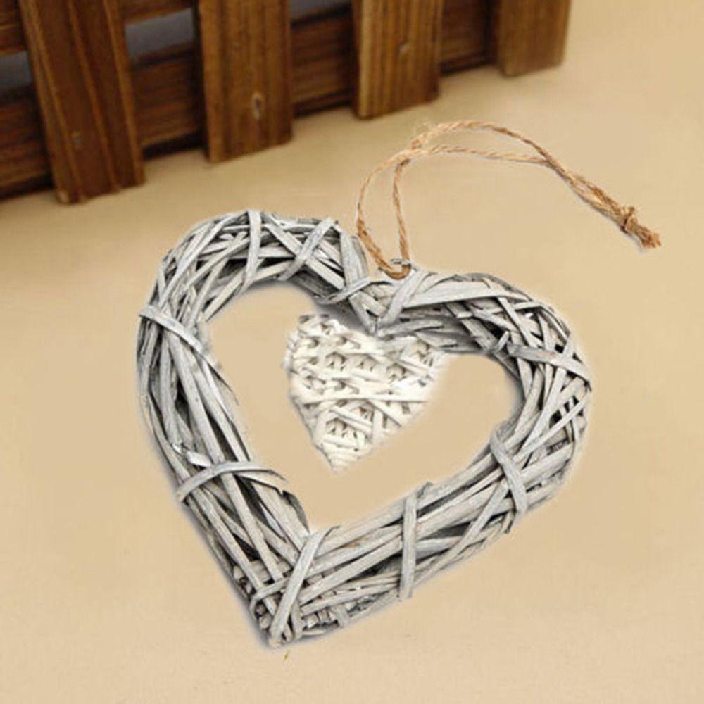 DIY Heart-shaped Pendants Wall Hanging Artificial Woven Wreaths  Wedding