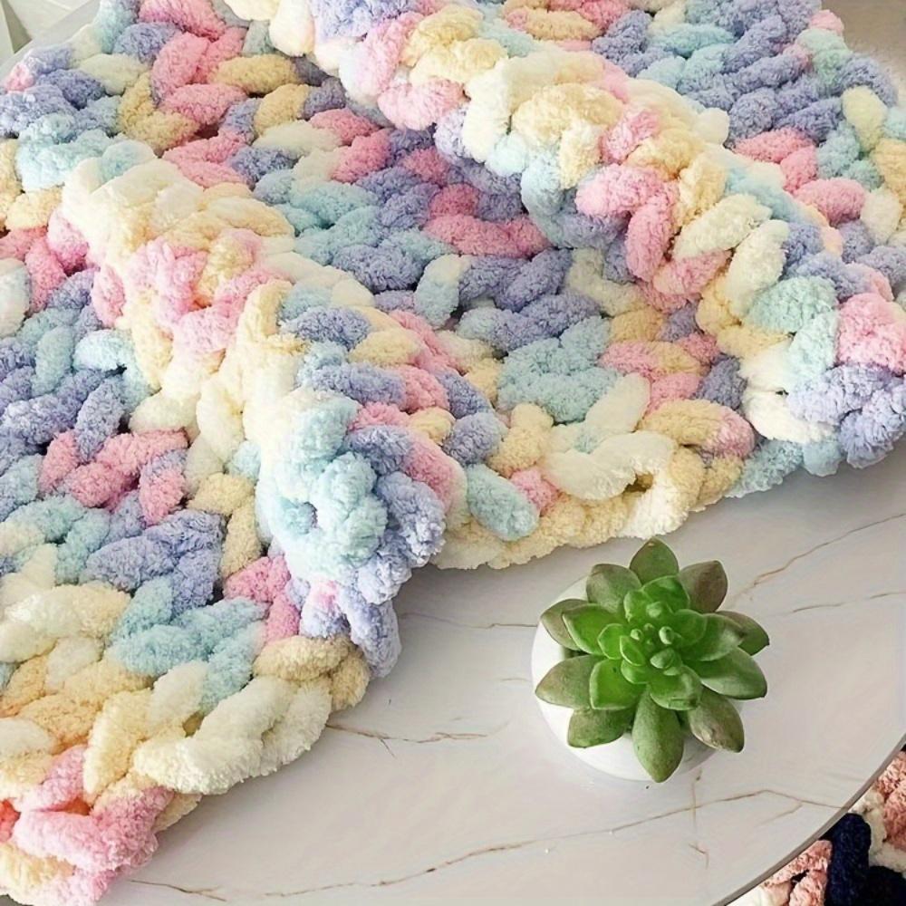 2pcs Luxurious Chunky Chenille Yarn Super Soft Thick Fluffy Giant Yarn for DIY Home Decor Projects Knitting Bulky Throw Rugs Scarves Hats Cat