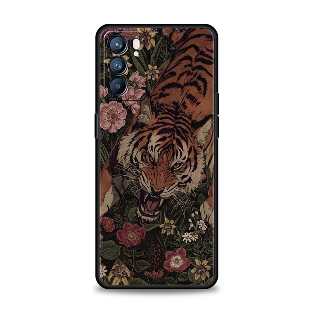 Чехол для телефона Oppo A17 A31 A54 A57 A78 A79 Find X5 X6 Reno 7 8 10 11 12 13 F Pro 5G Мягкий ТПУ Корпус Мультяшный Рисунок Тигра