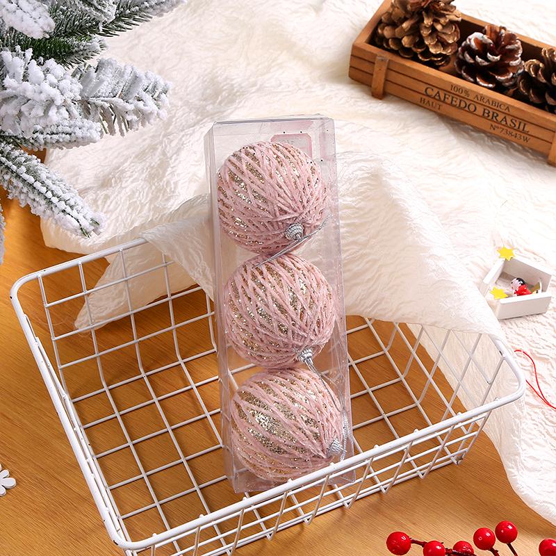 3Pcs Fashion Xmas Tree Ornaments Foam Ball Christmas Decor Hanging Pendant Sequins Ball Party Decor