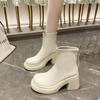 Spring and Autumn Hot Selling High Quality Women's Boots Fashion Square Toe Solid Color High Heel Women's Short Boots