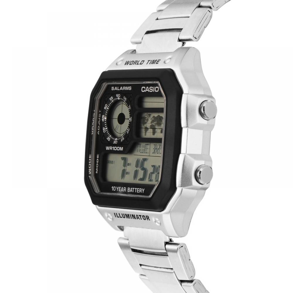 CaSio Ae 1200whd 1avdf Ae 1200whd 1a Цифровые квадратные спортивные военные часы с мировым временем для мужчин S из металла