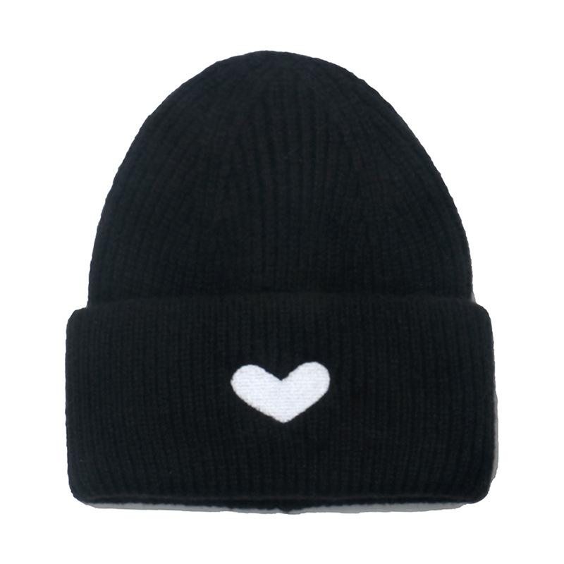 Japanese sweet beautiful woman autumn and winter warm versatile student knitted hat show face small cold hat female love embroidery wool hat