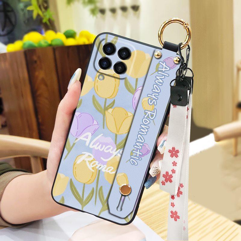Kickstand Durable Phone Case For Samsung Galaxy M33 5G Global/SM-M336B/DS Anti-dust Oil Painting Flower Fashion Design