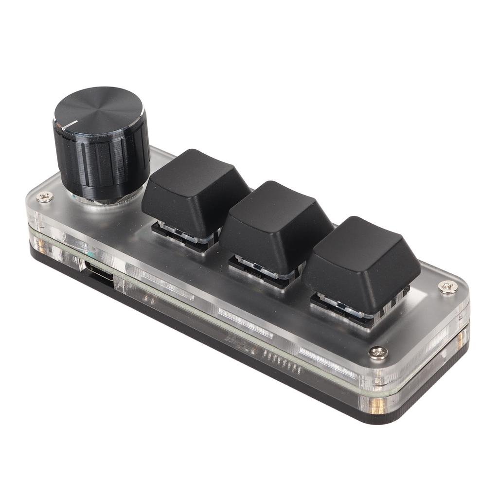 USB Mini 3-клавишная клавиатура с ручкой, программируемая своими руками, проводное подключение типа C, синий переключатель для управления одной рукой