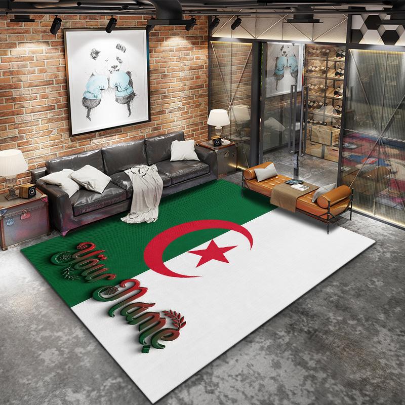 Algeria Flag Custom Name Carpet Rug For Living Room Bedroom Home Sofa Decoration,Kids play Non-slip Floor Mat