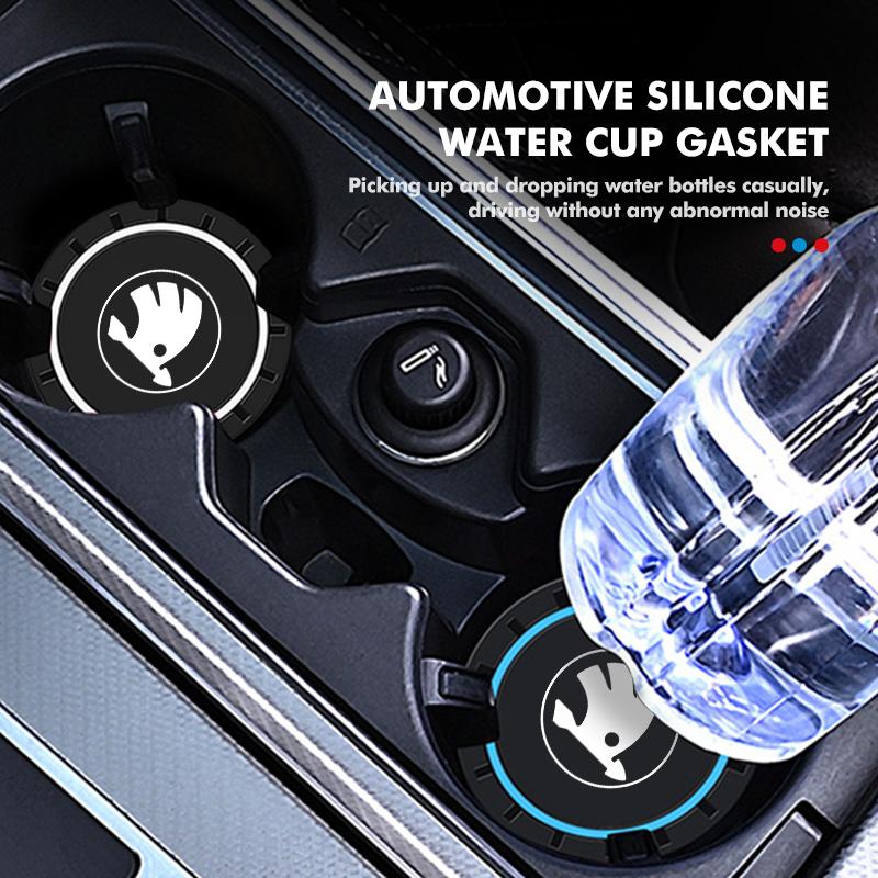 BYCP2 PVC Car Coaster Water Cup Bottle Holder Mat Anti-Slip Pad Auto Accessories For Skoda octavia a5 a4 mk1 2 fabia superb rapid mk3