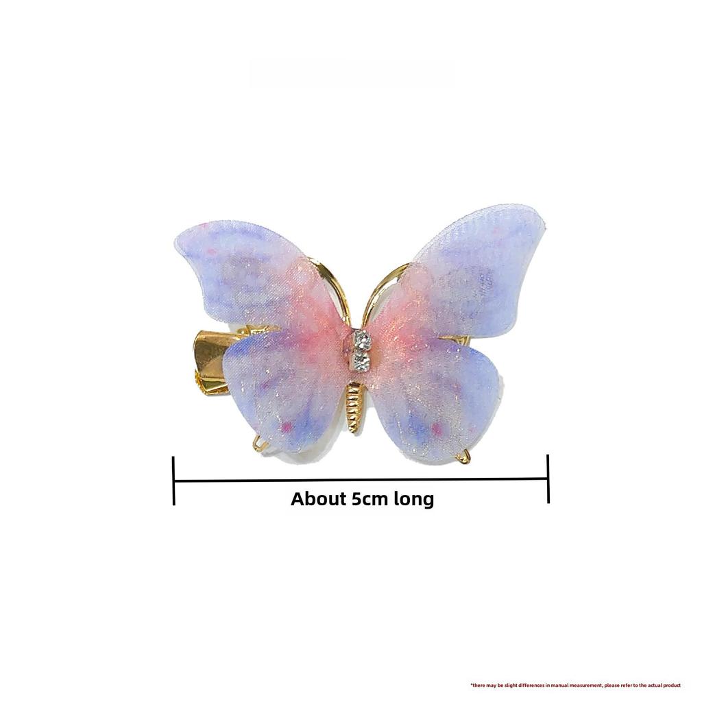 Градиентная заколка-бабочка для детей - симпатичная заколка-уточка из сетки и сплава, идеально подходит для стилей ханьфу и феи