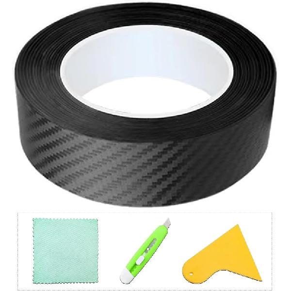 Carbon Fiber Vinyl Wrap for Cars Door Protector Edge Guards 0.5mm Thick 33ft Length Multi Width Options Universal Fit Hood Trunk Dashboard Motorcycle
