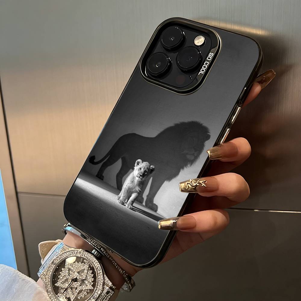 Чехол для телефона с рисунком льва для iPhone 17, 16, 15, 14, 13, 12, 11 Plus Pro Max Цветной серебристый чехол для телефона