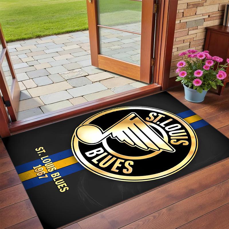 Anti‑Slip Crystal Velvet Floor Rug, St Louis Blues Design Carpet for Indoor Living Bedroom Home Decoration