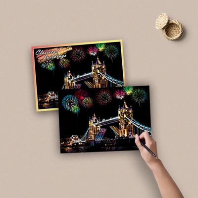 Сделай сам 4 шт. Детская ночная сцена Искусство Царапины Живопись Игрушки Городская застройка Пейзаж Детские развивающие игрушки Подарок на день рождения Декор комнаты