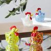 Mini Glass Chicken Figurines Hand Blown Turkey Sculpture Crystal Rooster Statues  Living Room
