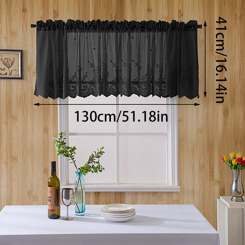 Farmhouse Rustic Style Kitchen Short Sheer Curtains Creative Lace Blackout Window Valance for Bedroom Bathroom Toppers