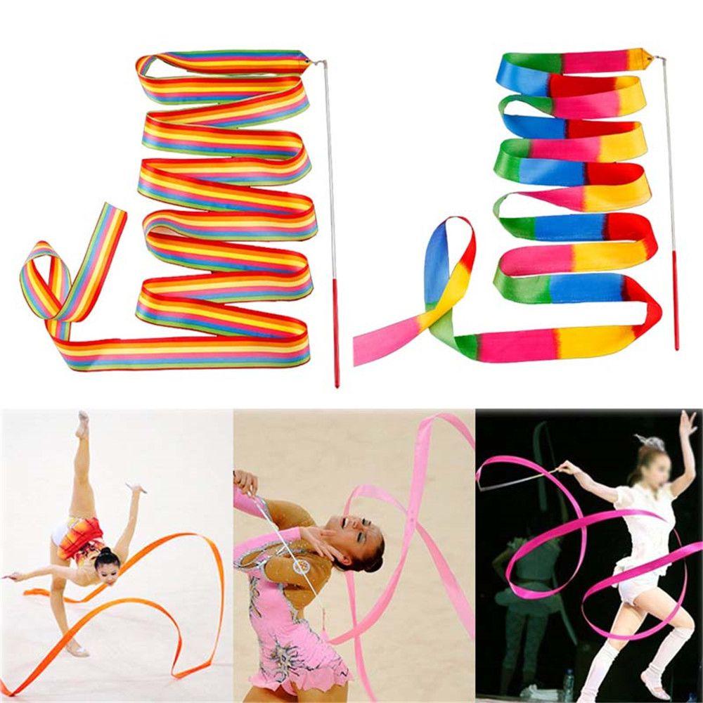 Child Gymnastic Ballet Professional Art Props Dance Stick 4M Gymnastics Ribbons Ballet Streamer