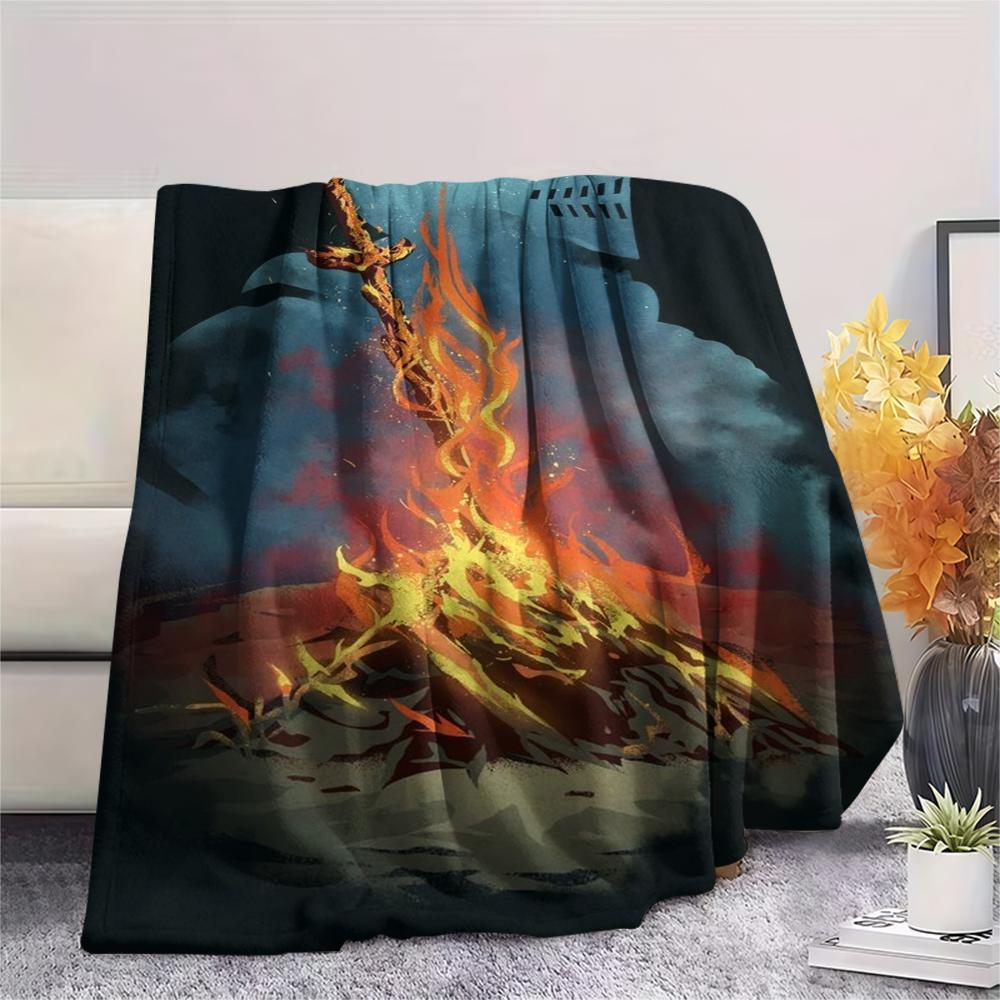 1Pc Dark Soul Print Flannel Blanket, High quality Comfortable for All Seasons, Home Decor, Warmth and Comfort, Perfect for Christmas Gifts