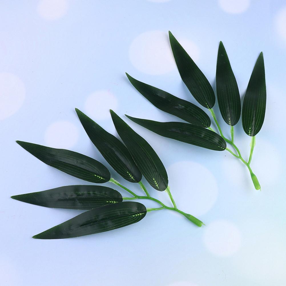 30 Pcs Simulated Bamboo Leaves Leaf Decor Plant Room Plastic Lifelike Arrangement Ornaments
