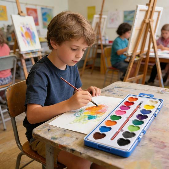 Valentine's Day Watercolor Paint Colors Heart-Shaped Paintbrush Washable Watercolor Paints with Set 16 Paints for Parties