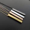 2023 Fashion Black Rectangle Pendant Necklace Men Collar Trendy Simple Stainless Steel Chain Women Necklace Jewelry Gift
