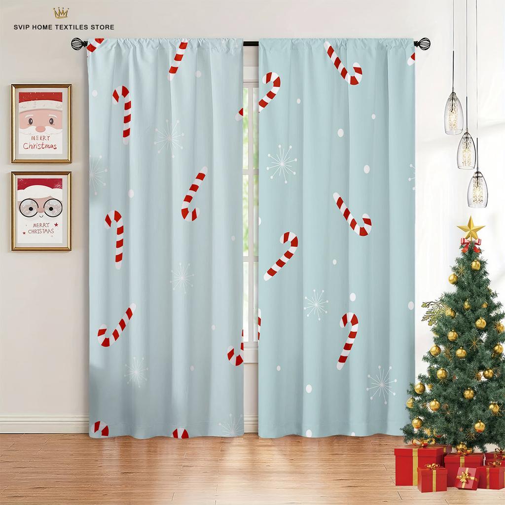 Christmas Tree Curtains for Home Decor, 2 Panel, Luxury, Living Room, Bedroom, Balcony, Kitchen Decor, Happy New Year