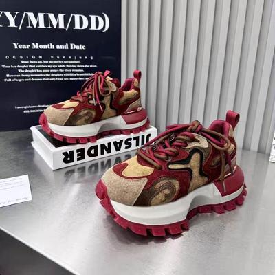 2025 Осень Женские Трендовые Европейско-Корейские Кроссовки на Толстой Подошве в Стиле Папа - Спортивные, Повседневные и Модные