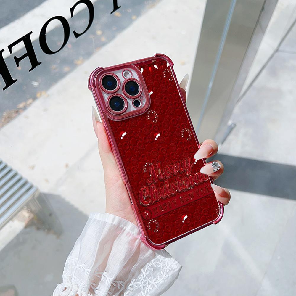 Чехлы для телефонов Ae114 Merry Christmas Christmas tree art из гальванизированного ТПУ для Samsung A54 A12 A14 S22 S23 S24 Ultra A55 A15 с четырьмя защитными углами