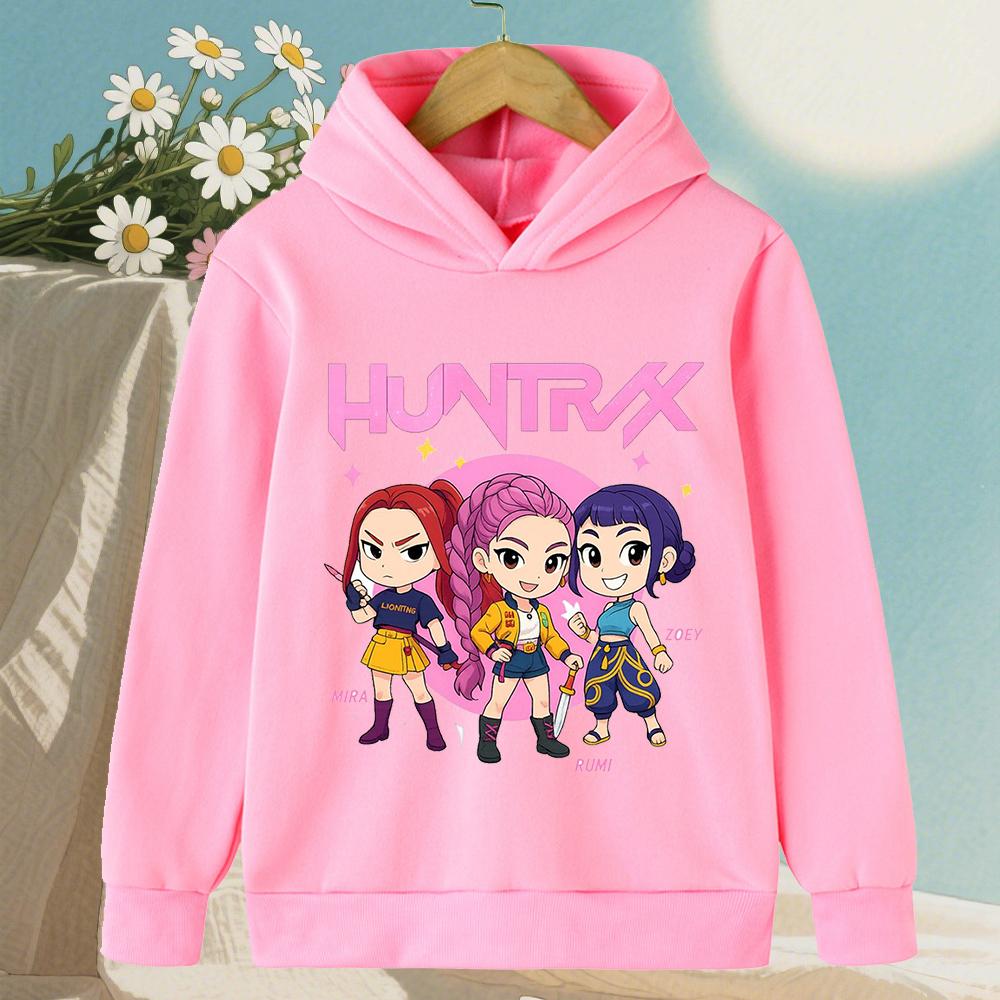 2025 New Autumn/Winter KPop Devil Hunter Cartoon Printed Girls' Hoodie Warm Children's Fashion Casual Children's Clothing Top