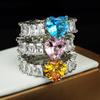 Кольцо Aquamarine Toppa Morgan Powder Moissan Square Diamond High Carbon Zircon, женское модное легкое роскошное кольцо, ювелирные изделия
