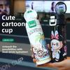 Мультяшная чашка для двойного питья, чашка-термос из нержавеющей стали 316, чашка для воды, крышка с откидным верхом, чашка с соломинкой