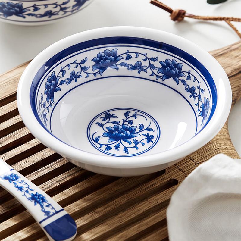 Bailaien Blue & White Melamine Rice Soup Bowl