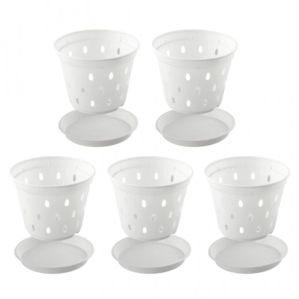 Pots 5.5inch Plastic Orchid Pots with Holes and SaucersSlotted 1/5 Pack