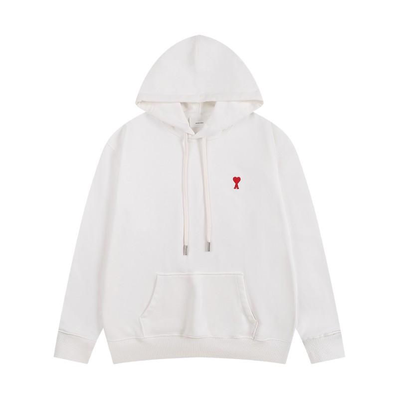 Unisex Embroidered Heart Hoodie Sweatshirt Casual Loose Fit Cotton Pullover Winter