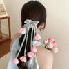 1pc Summer Sweet Tulip Tassel Floral Hair Tie with Draped Ribbon Decoration - Women'S Dreamy Hair Additions, Pink And Blue Optional