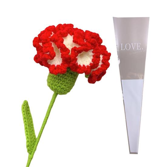 Вязаная гвоздика, цветок ручной работы с шерстью, ручное вязание крючком, искусственная упаковочная сумка, домашний декор