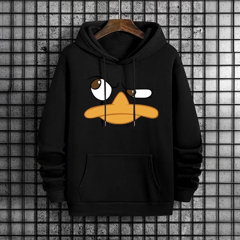 Funy Cartoon Duck Men Hoodies 2025 Streetwear Fashion Hip Hop Hooded Sweatshirt Male Trendy Casual Autumn Winter Style Hoody