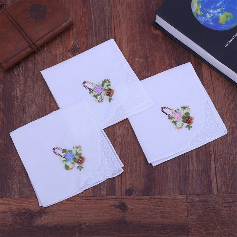 10 шт. Мягкие хлопковые носовые платки с вышивкой в виде цветов, Женские нежные носовые платки для ежедневного использования