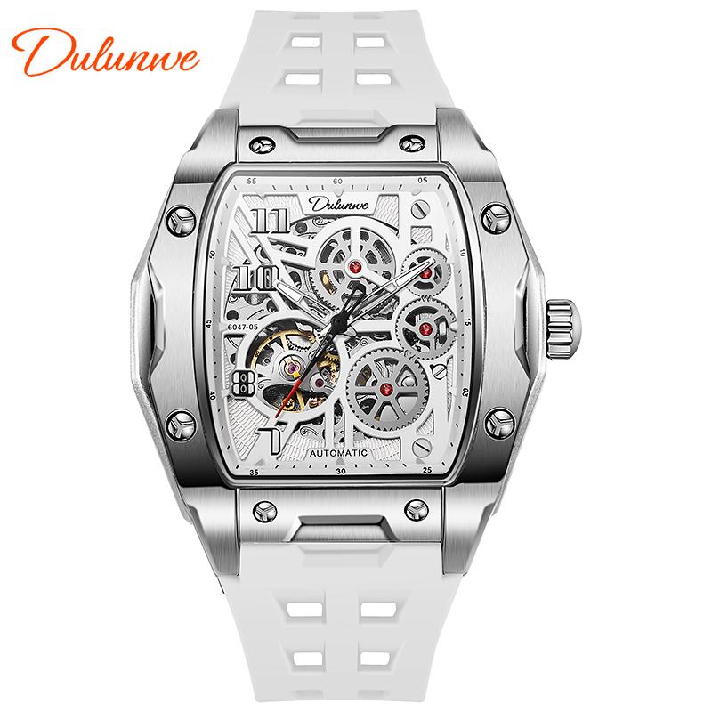 Мужские часы Модные скелетоны Механические спортивные часы Люминесцентные Водонепроницаемые Турбийон Автоматические Стальные часы