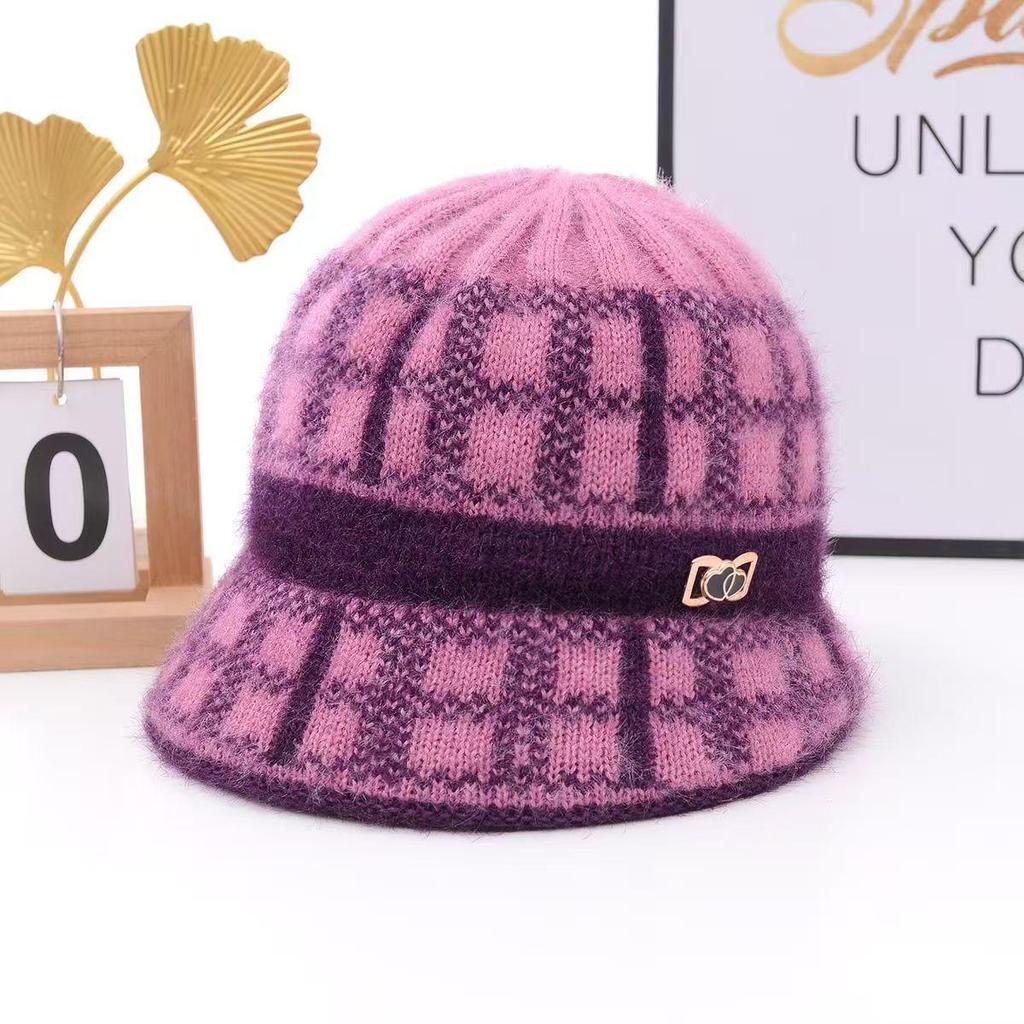 Зимняя вязаная шляпа-панама на флисовой подкладке для пожилых женщин