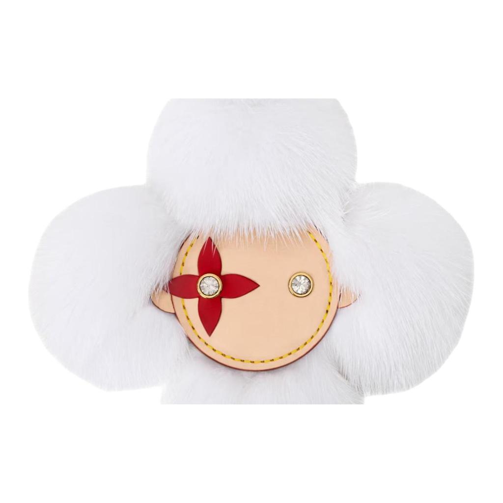 LOUIS VUITTON Vivienne Mink Fur & Metal Keychain Bag Accessory Women's White M03638
