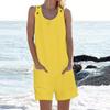 Женские однотонные комбинезоны без спинки, свободные, с высокой талией, без рукавов, на бретелях, легкие