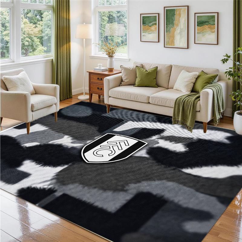 Fulham Football Design Crystal Velvet Rug Soft Decorative Mat for Bedroom Entrance